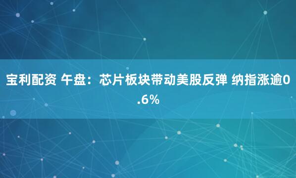 宝利配资 午盘：芯片板块带动美股反弹 纳指涨逾0.6%